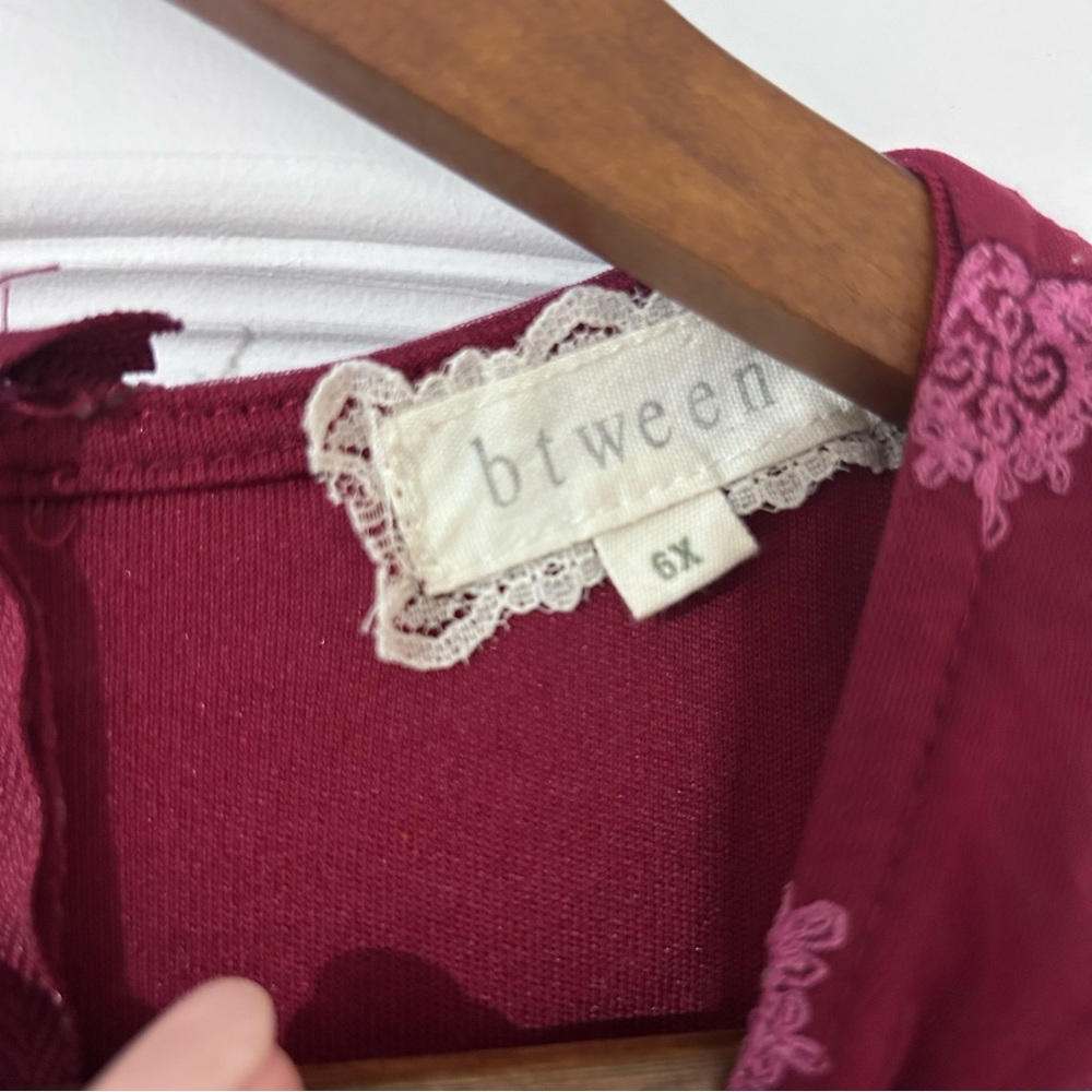 Btween Girls Maroon Holiday Festive Mesh Dress‎ Size 6X Floral Pink Long Tank - Picture 4 of 5